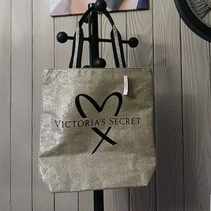 Sold!Victoria's Secret Gold Sparkly Tote Bag NWT
